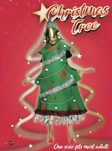Vista 2 de Megartico Disfraces de árbol de Navidad para mujer con máscara de estrella para adultos, disfraz divertido de fiesta de festival