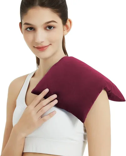 Vista 18 de Almohadilla térmica para microondas con funda lavable, 8 x 12 almohadilla térmica multiusos para microondas para cuello y hombros, bolsa de frijoles