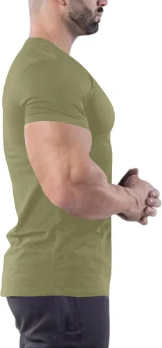 Vista 3 de Uni Clau Camisetas musculares para hombre, camisetas de manga corta a la moda, camiseta de entrenamiento atlético para gimnasio