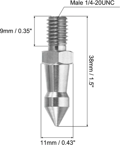 Vista 2 de PATIKIL Pico de trípode de rosca de 1/4 pulgadas, paquete de 3 trípode de cámara de tornillo de espiga de acero inoxidable adaptador de montaje