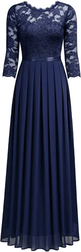 Vista 5 de Miusol Vestido largo formal de dama de honor con encaje floral y manga 34 para mujer
