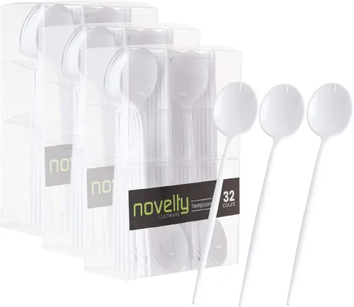 Vista 11 de Novedosos cubiertos modernos, cubiertos, cuchillos de plástico desechables de lujo, color blanco, 32