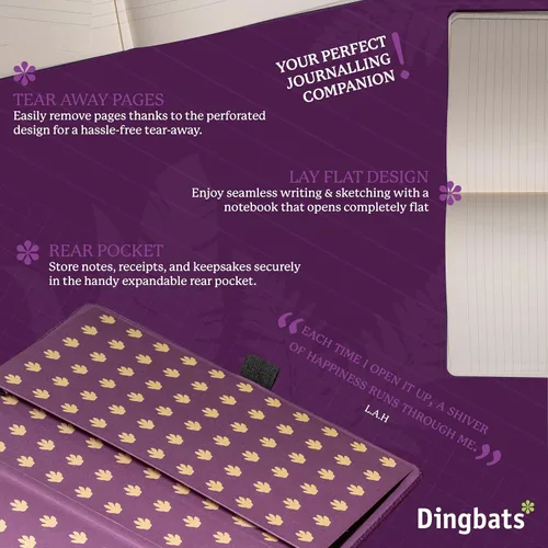 Vista 5 de Dingbats* Cuaderno de escritura con cuadrícula de vida silvestre A5, tapa dura de cuero vegano, ideal para trabajo, viajes, bolsillo, cierre
