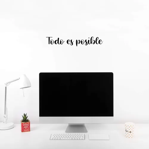 Vista 2 de Vinilo adhesivo de pared – Todo Es Posible/Everything's Possible – 3.5 x 20 pulgadas – Adhesivo de moda con cita positiva en español