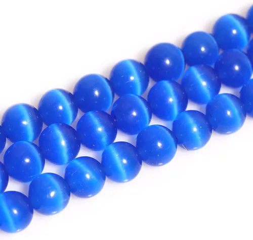 Vista 30 de GEM-Inside - Cuentas sueltas de ojo de gato de 0.236 pulgadas (0.236 in), redondas, de cristal azul ácido, cuentas de energía para fabricación