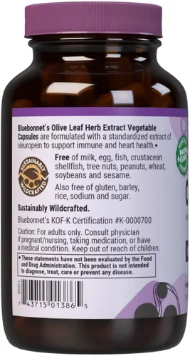 Vista 6 de BlueBonnet Nutrition Extracto de hierba de hoja de olivo, apoya la salud inmunológica*, salud del corazón*, sin gluten, sin soja, certificado