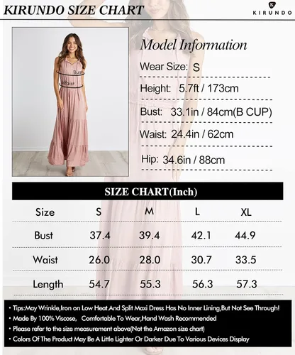 Vista 4 de KIRUNDO - Maxivestido sin mangas con lazo para atar en el cuello para mujer vestido de verano acampanado liso o con estampa floral cintura alta