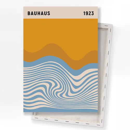 Vista 11 de Bauhaus - Arte de pared moderno de mediados de siglo, póster geométrico de Bauhaus, bloque de color azul y naranja, impresiones artísticas