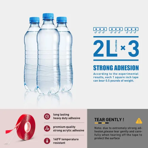 Vista 2 de VERSAF Cinta de Doble Cara Resistente - 1,27 cm x 3 m de Acrílico, Cinta Adhesiva Fuerte Extraíble de Doble Cara para Montaje, Transparente