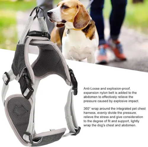 Vista 4 de Adjustable Dog Harness, Reflective No Pull Vest with Anti Break Design for Large Medium Dogs, Comfortable Polyester Nylon Chest Strap in Black (S)