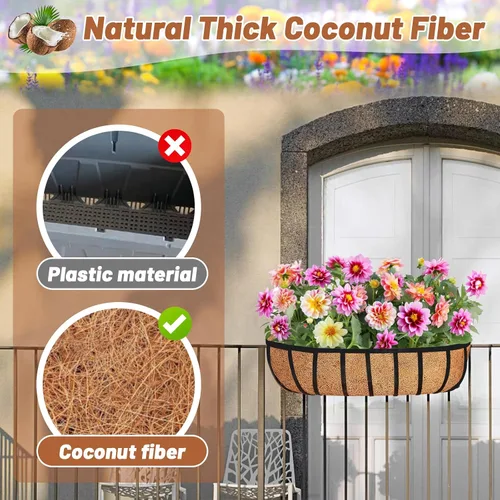 Vista 3 de Coco Liner 30 pulgadas, 3 piezas de repuesto para cestas colgantes para macetas Revestimientos naturales de coco de reemplazo en forma de media
