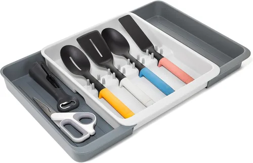 Vista 12 de Joseph Joseph DrawerStore - Bandeja expansible para cubiertos escalonados con organizador de cuchillos, almacenamiento de cocina expandible