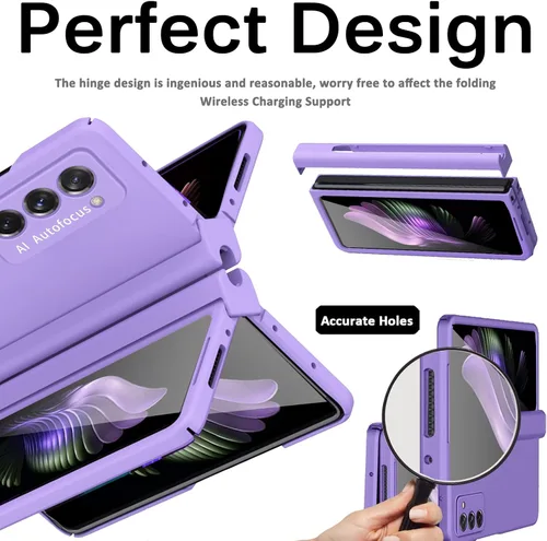 Vista 7 de Miimall Funda compatible con Samsung Galaxy Z Fold 2 con bisagra S Pen, con bisagras, lápiz capacitivo, soporte para bolígrafo + protector