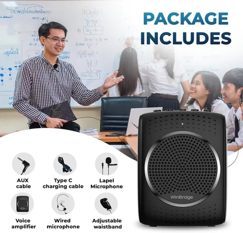 Vista 9 de Juego de micrófono y altavoz de amplificador de voz ultra portátil S309 Mini Speaker with 2 Microphones, Rechargeable Amp with Lavalier/Headset