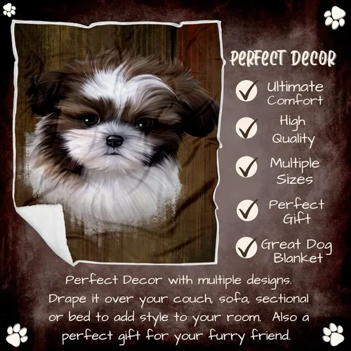 Vista 4 de Rustic Shih Tzu Dog Blanket - Lightweight Super Soft Cozy and Durable Bed Blanket - Animal Theme Fuzzy Blanket for Sofa Bed Couch Luxury Soft