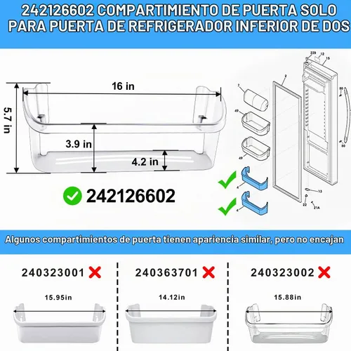 Vista 2 de 242126602 LFSS2612TF0 Refrigerator Door Bin for Frigidaire Door Shelf Parts Replacement Bottom Fridge Door Shelf FFSS2615TS0 LFSS2612TE0