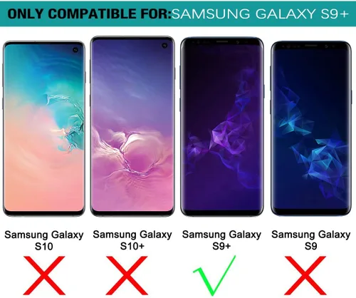 Vista 8 de SURITCH Funda para Samsung Galaxy S9 Plus, [protector de pantalla integrado] negro mate duro protección de cuerpo completo, a prueba de golpes