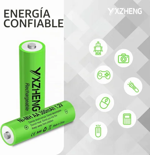 Vista 4 de 8 unids AA batería 1.2v recargable NI-MH 300mAh para exterior solar césped luz (8AA)
