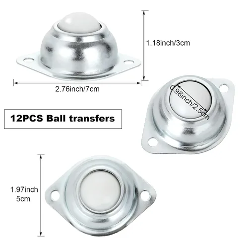 Vista 2 de Rodillos de rodamientos de bolas de 1 pulgada, transferencia de bolas silenciadas de nailon, rueda universal de 360°, rodamientos de transferencia