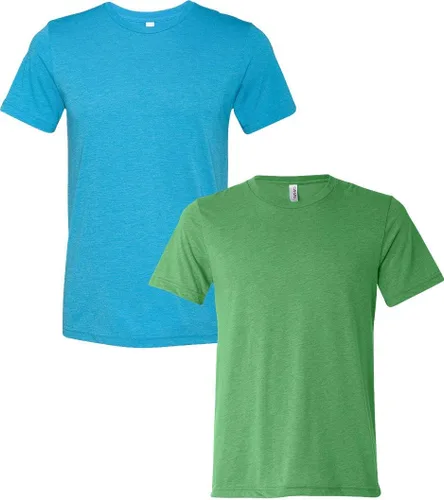 Vista 45 de Bella Canvas 3413c para hombre (1) Triblend verde + (1) Triblend rojo