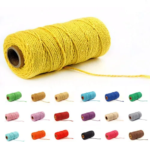 Vista 20 de Cordón de macramé de algodón 2 mm x 109 yardas, cuerda de algodón colorida para manualidades DIY, ganchos de plantas (Beige)