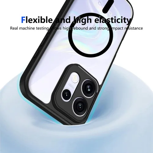 Vista 367 de Funda magnética transparente compatible con Xiaomi 17T, color negro 2 en 1 PC + TPU cubierta de teléfono a prueba de golpes, carcasa protectora