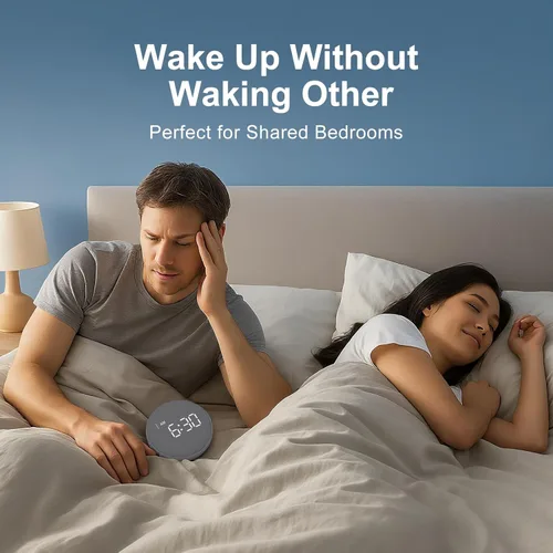 Vista 4 de REACHER Reloj despertador súper fuerte para personas de sueño pesado, adultos y adolescentes, reloj despertador vibratorio con vibrador de cama bajo