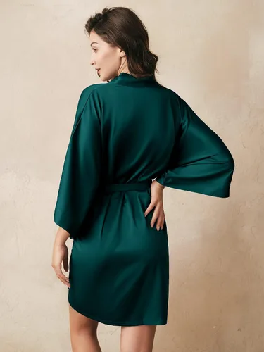 Vista 4 de AW BRIDAL - Bata estilo kimono de satén para mujer