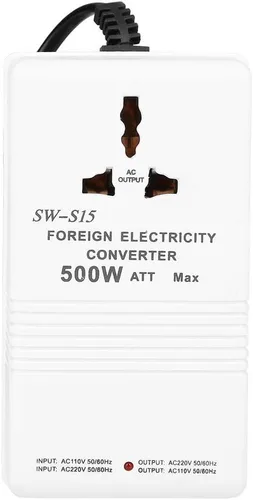 Vista 2 de Convertidor de voltaje transformador elevador 110 V a 220 V adaptador de viaje con enchufe universal para secador de pelo y pequeños