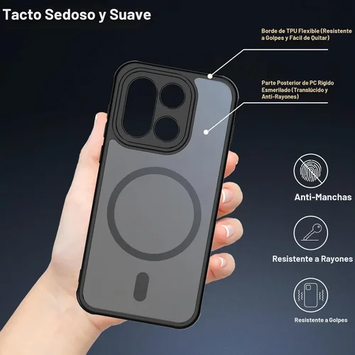 Vista 4 de Funda magnética para OnePlus 15 con 2 protectores de pantalla de vidrio templado, [compatible con MagSafe] a prueba de golpes, delgada funda