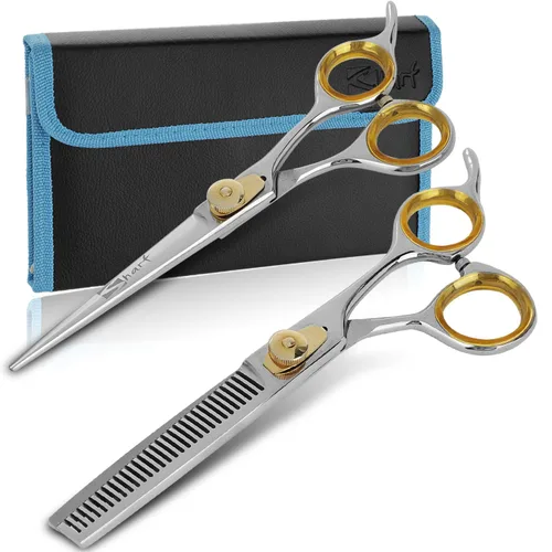Vista 11 de SHARF Gold Touch Barber - Tijeras de peluquería de acero inoxidable japonés 440c de 6.5 pulgadas, tijeras de peluquero profesionales para hombres