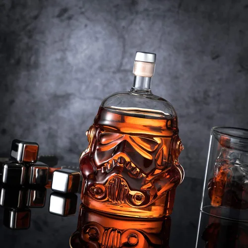 Vista 5 de Juego de decantador de whisky transparente creativo con 2 vasos, regalos para hombres, carafe de whisky con 4 piedras de whisky y pinza, carafe