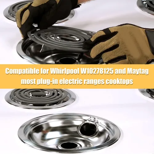 Vista 3 de Juego de 4 cuencos reflectantes cromados universales para estufas de gas, anillos para quemadores compatibles con Whirlpool W10278125 W10196405