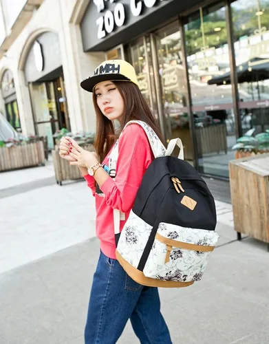 Vista 5 de Mochila escolar para niñas y mujeres, mochilas de viaje para laptop, mochila escolar ligera, mochila de lona para la espalda, mochila casual