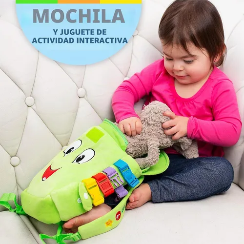 Vista 2 de Mochila "Buddy" para el aprendizaje temprano de infantes de habilidades básicas, mochila afelpada para niños de BUCKLE TOYS