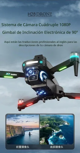 Vista 4 de Dron con cámara 1080P – Cuadricóptero plegable de control remoto con control de gestos de voz, equipado con un control remoto de pantalla de 2.4