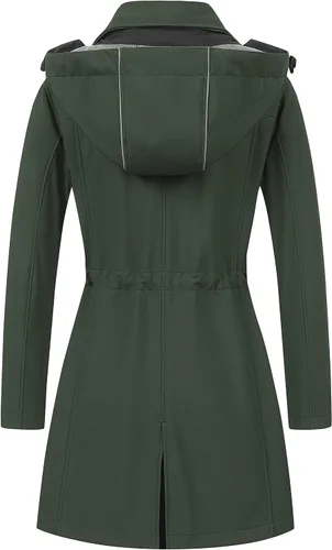 Vista 2 de CREATMO US Chaqueta táctica ligera impermeable larga Softshell con forro polar cortavientos para mujer