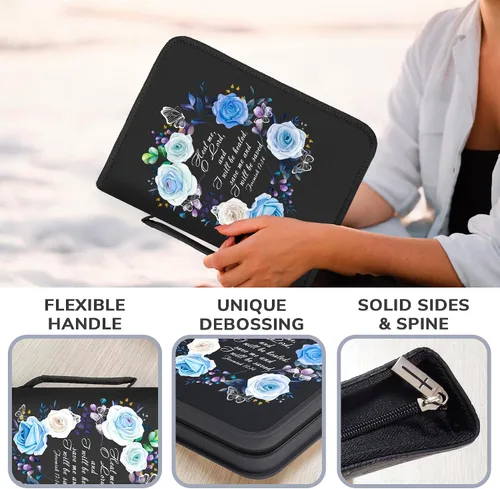 Vista 11 de DEHITE Funda para la Biblia para mujer, bolsas de transporte de la Biblia, tamaños medianos y grandes, ranuras para bolígrafos, tela de primera