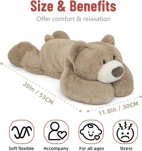 Vista 12 de Niuniu Daddy Oso de peluche con peso de 24" 5 libras, animales de peluche para adultos y niños, juguete de peluche de oso grande, bonita almohada