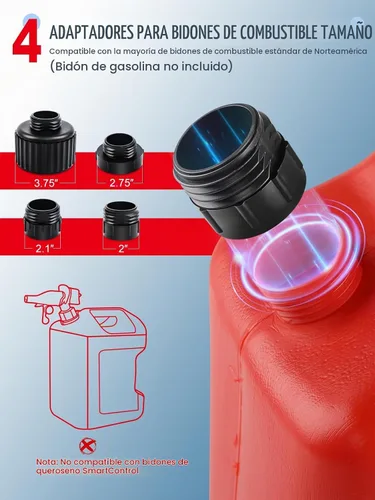 Vista 4 de Bomba de transferencia de combustible de 3.2 GPM, USB tipo C y batería AA, bomba de líquido portátil de manguera de 51 pulgadas con sensor de parada