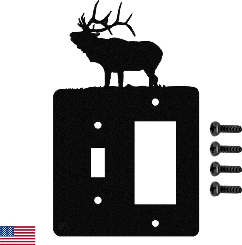 Vista 16 de Solitary Elk - Placa de pared dúplex individual (potencia única, negro)