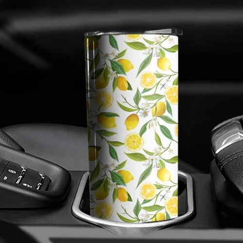 Vista 4 de Lemon Tree - Vaso de acero inoxidable aislado – Vaso de viaje de 20 onzas, regalos únicos para mujeres