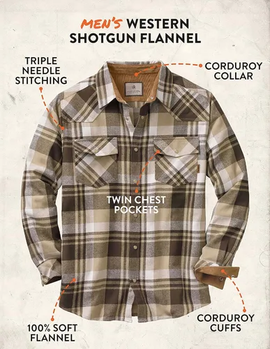 Vista 4 de Legendary Whitetails - Camisa de franela para hombre, estilo Shotgun Western