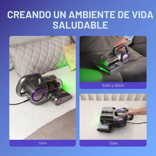 Vista 7 de FEPPO Aspirador de colchón, aspiradora de cama de 16Kpa con luz UV-C de Gris violeta