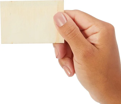Vista 6 de Paquete de 60 rectángulos de madera sin terminar para manualidades, piezas de madera de 2 x 3 para pintura, proyectos de bricolaje, decoraciones