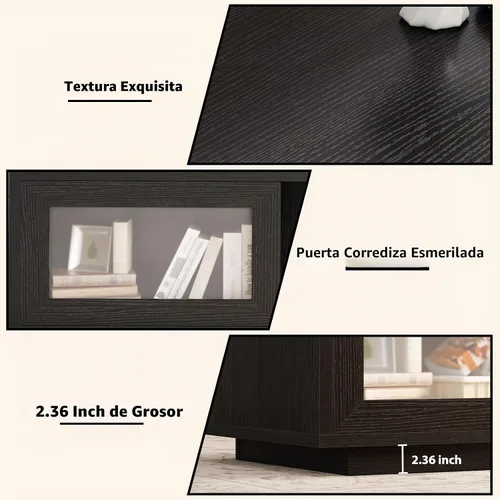 Vista 9 de HSH - Mesa auxiliar de roble negro de 47 pulgadas para sala de estar con almacenamiento