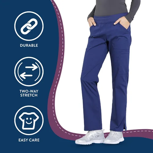 Vista 5 de Pantalones quirúrgicos Workwear Professionals para mujer, pantalón cargo sin cierre, elástico suave, WW170 Azul marino