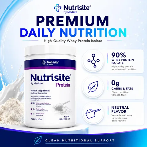 Vista 2 de Nutrisite Proteína de suero en polvo 90% – Proteína en polvo sin sabor para niños y adultos, cero carbohidratos, sin gluten y sacarosa, fácil