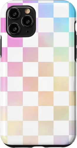 Vista 29 de Pastel Rainbow Checkerboard Checker Checked Pattern Case for iPhone 17
