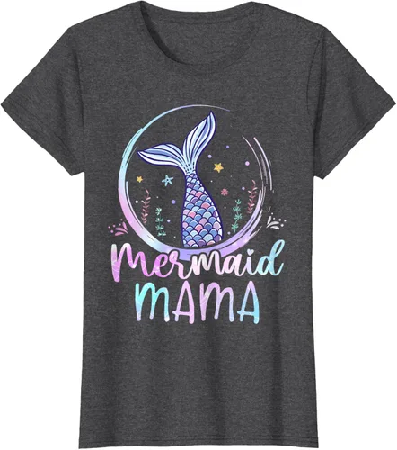 Vista 5 de Camiseta de sirena para mujer, diseño de cola de sirena para cumpleaños, playa, cola de sirena, Negro